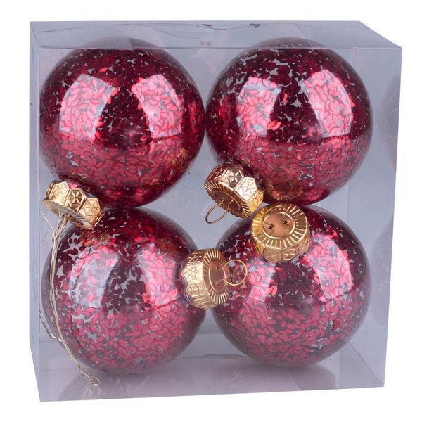 Kit Bola Natal Paete 8cm c 4 CV244462 Cazza Vm