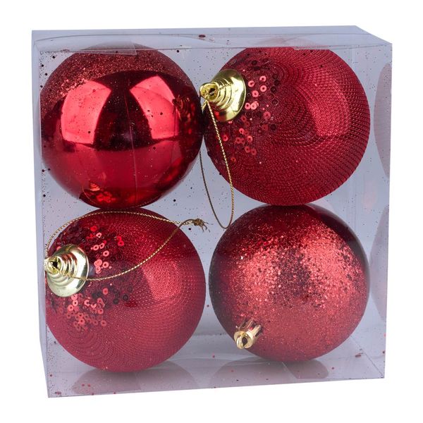 Kit Bola Natal Granulada 8cm c 4 CV244465 Cazza Vm