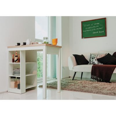 Bancada de Cozinha Gourmet Branco 3 Prateleiras em MDF 90x60x91cm Ditália