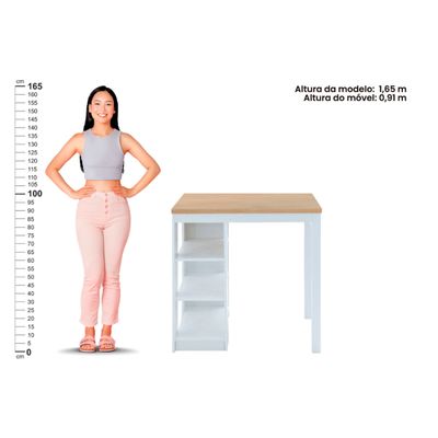 Bancada de Cozinha Gourmet Branco 3 Prateleiras em MDF 90x60x91cm Ditália