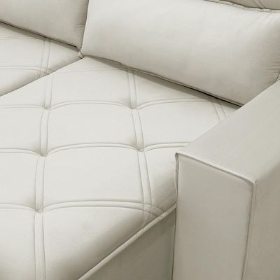 Sofá Retrátil Reclinável Para Sala 4 Lugares 290cm Aires F04 Veludo Bege - Lyam Decor