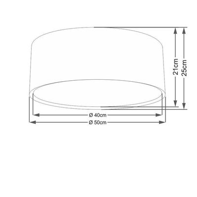 Plafon Cilíndrico Duplo Vivare Md-3036 Cúpula Em Tecido 50x25cm - Bivolt Linho Bege 127/220v