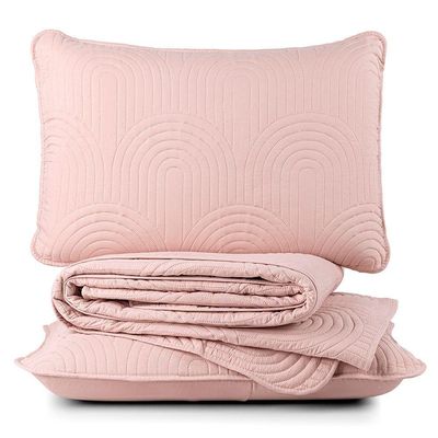 Cobre Leito Colcha Queen Ternura 3 Peças Rosa - 100% Poliéster