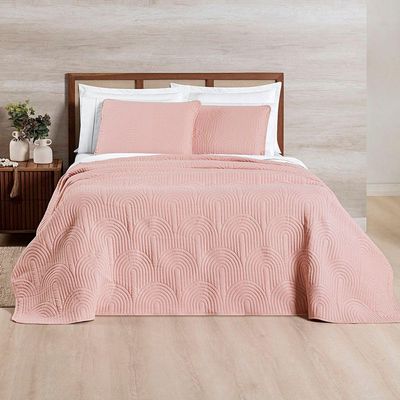 Cobre Leito Colcha Queen Ternura 3 Peças Rosa - 100% Poliéster
