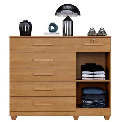 Cômoda Milão 6 Gavetas 1 Porta 1 Prateleira Com Sapateira Cinamomo Off