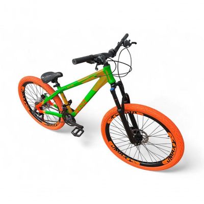 Bicicleta Aro 26 VikingX Tuff X35 Freio Hidráulico 21v Verde-laranja
