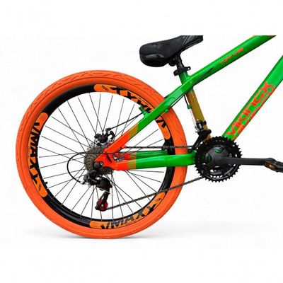 Bicicleta Aro 26 VikingX Tuff X35 Freio Hidráulico 21v Verde-laranja