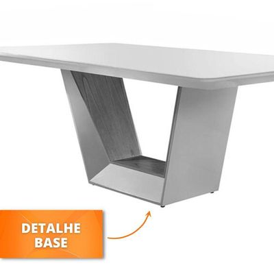 Mesa Rubi 220cm Madeira E Vidro Mobillare Off White