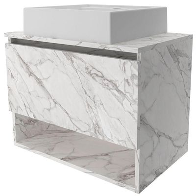 Gabinete De Banheiro 60 Cm 1 Porta Com Cuba Valente Mármore Branco