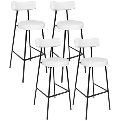 Kit 04 Banquetas Altas Bar Cozinha Sala De Jantar Estrutura Em Aço Milão L02 Facto Branco - Lyam Decor