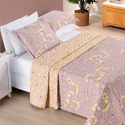 Cobre Leito Colcha King Brytti 3 Peças Lavanda - 100% Poliéster