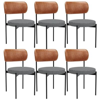 Kit 06 Cadeiras Estofadas Para Sala De Jantar Louvre L02 Couríssimo Camel Pied Poule - Lyam Decor