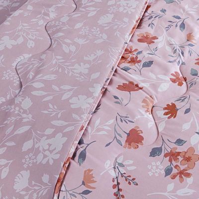 Edredom Cobertor Belle Queen 400 Fios Dupla Face Estampado Floral Rosê