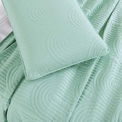 Kit Cobre Leito Colcha Arcos King Dupla Face Matelado 200 Fios 3 Peças Verde