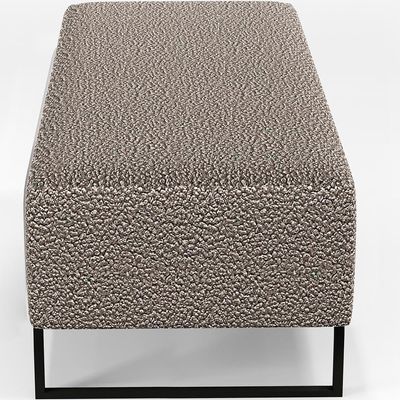 Puff Decorativo Sala de Estar Bali W01 Base Ferro 120x50 cm Bouclê Bege - Lyam Decor