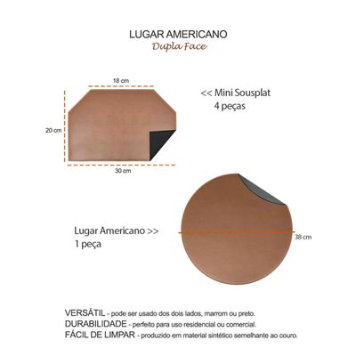 Jogo Americano Mini Hexagono Marrom Redondo Cafe Bar 5un