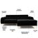 Sofá 5 Lugares Com Chaise Molino 320 Cm Veludo Preto C-300
