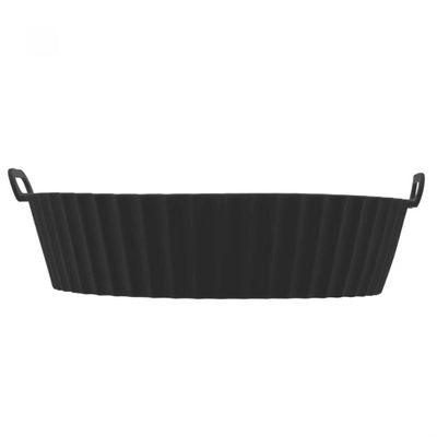 Forma Redonda de Silicone Preta Air Fryer Preta Lyor com Alça Antiaderente Reutilizável