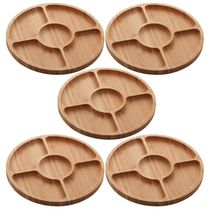 Kit 5 Petisqueiras de Bambu Redonda 5 Divisórias 25cm Lyor Round Aperitivos Tábua Servir Petiscos