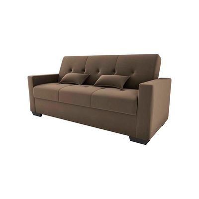 Sofá Cama 3 Lugares Reclinável Casal Premium 2,03 Larg Lavinia Matrix Veludo Capuccino
