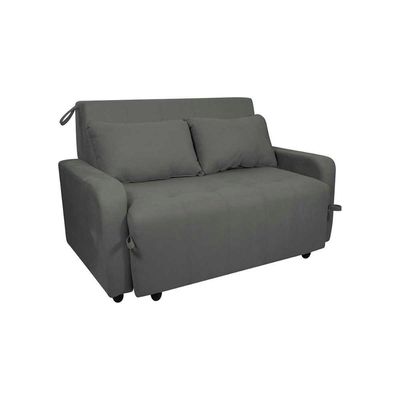 Sofá Cama Compacto 2 Lugares 1,38 Larg Amora New Matrix Suede Cinza