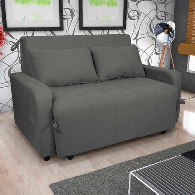 Sofá Cama Compacto 2 Lugares 1,38 Larg Amora New Matrix Suede Cinza