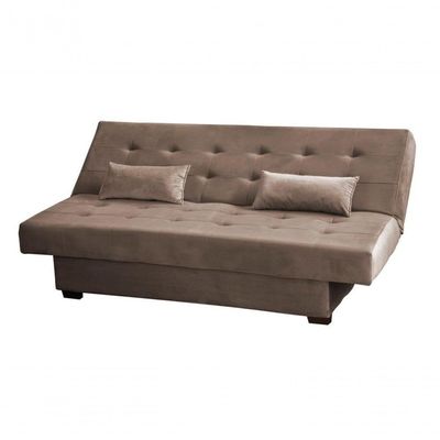 Sofá Cama 3 Lugares Casal Reclinável 190 Larg Laila Matrix Veludo Capuccino