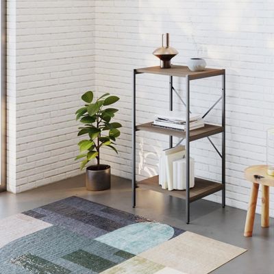Estante Com 3 Prateleiras 84x45x33cm Tub TUEH843 Nogal Est.preta
