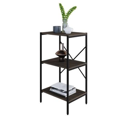 Estante Com 3 Prateleiras 84x45x33cm Tub TUEH843 Nogal Est.preta