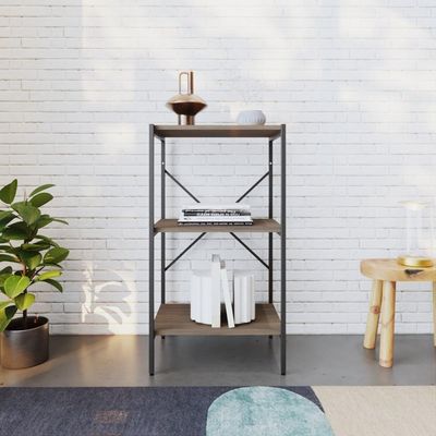 Estante Com 3 Prateleiras 84x45x33cm Tub TUEH843 Nogal Est.preta