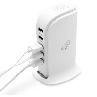 Carregador De Mesa Universal Elg Tc5S Com 5 Usb Branco