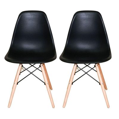 Kit 2 Cadeiras Concha Charles Eames Eiffel Preto Madeira Preto 3 Meses