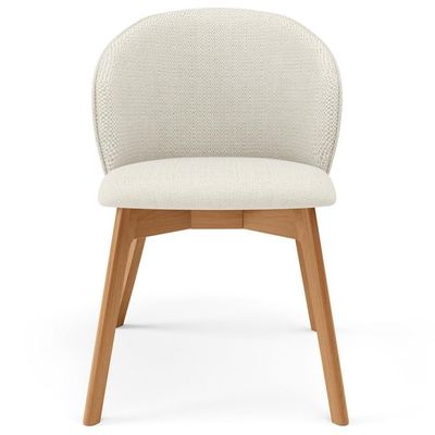 Kit 03 Cadeiras De Jantar E Estar Living Estofada Mia L02 Linho Champagne - Lyam Decor