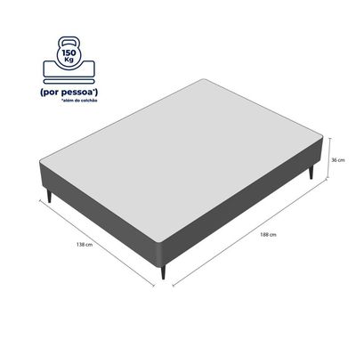 Base Sommier Camurça Bege Casal 138x188x23cm - 1051611837 - Ortobom Base Sommier Camurça Bege Casal 138x188x23