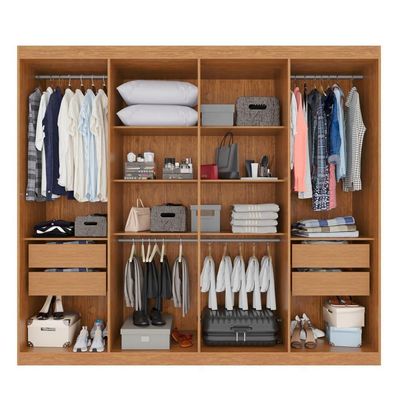 Guarda-roupa Casal 100% Mdf 8 Portas E 4 Gavetas Herrera Com Espelho - Tudo De Móveis Cinamomo