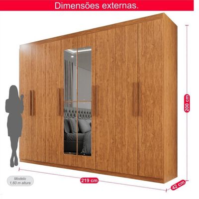 Guarda-roupa Casal 100% Mdf 8 Portas E 4 Gavetas Herrera Com Espelho - Tudo De Móveis Cinamomo