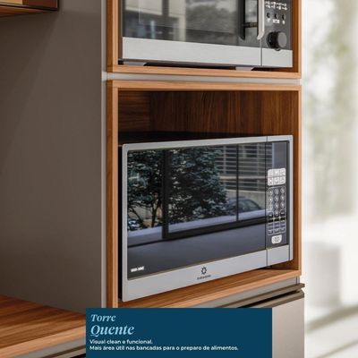 Cozinha Modulada Proença 4 Peças Balcão 120cm Nogueira Touch-nude Prime Tx Com Tampo Em Mdf - Demartêz