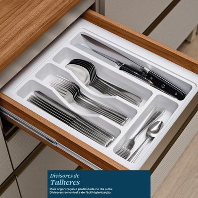 Cozinha Modulada Proença 4 Peças Balcão 120cm Nogueira Touch-nude Prime Tx Com Tampo Em Mdf - Demartêz
