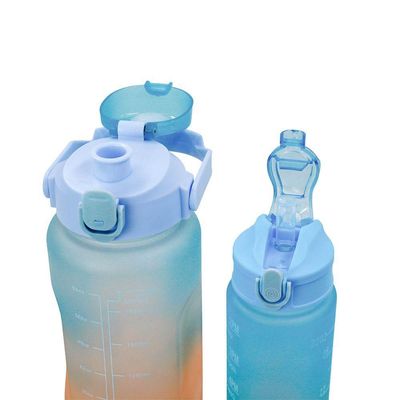 Garrafa Galão De Agua 2l E 900ml Degrade Com Figurinhas Adesivos 3d Tampa Azul