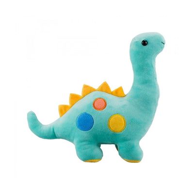 Dinossauro Pelúcia Verde Aquático Bolinhas Coloridos 26cm