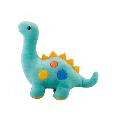 Dinossauro Pelúcia Verde Aquático Bolinhas Coloridos 26cm