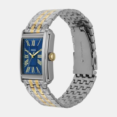 Relógio Fossil Masculino Ref: Fs6010/1kn Clássico Retangular Bicolor