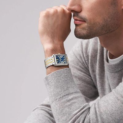 Relógio Fossil Masculino Ref: Fs6010/1kn Clássico Retangular Bicolor