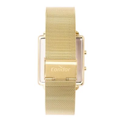 Relógio Condor Feminino Ref: Comd1202afs/4d Led Espelhado Mesh Dourado