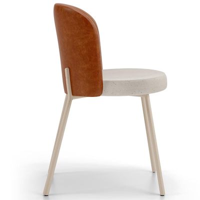 Cadeira Para Sala de Jantar Cozinha Estofada Gavi Arena L02 Couríssimo Camel Linho Cru - Lyam Decor