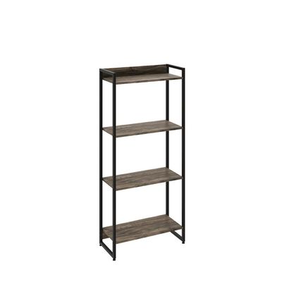 Kit Estante Areta 4 Prateleiras com Mesa Industrial Aspen 135cm C01 Carvalho Dark - Lyam Decor