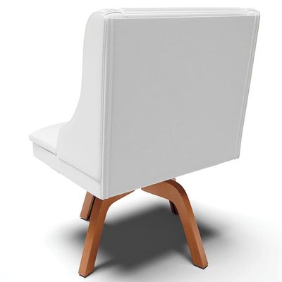 Kit 5 Cadeiras Decorativas Sala de Jantar Base Giratória de Madeira Firenze PU Branco Fosco/Natural G19 - Gran Belo