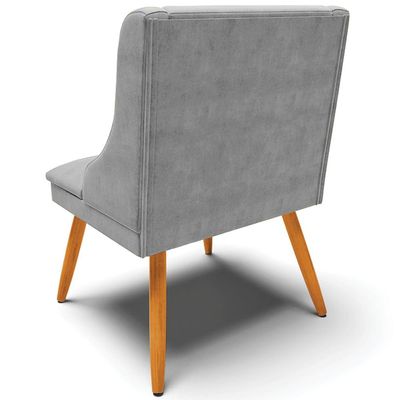 Kit 6 Cadeiras Decorativas Sala de Jantar Pés Palito de Madeira Firenze Suede Cinza/Natural G19 - Gran Belo