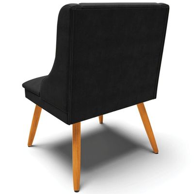 Kit 5 Cadeiras Decorativas Sala de Jantar Pés Palito de Madeira Firenze Suede Preto/Natural G19 - Gran Belo