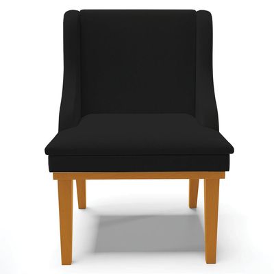 Cadeira Decorativa Sala de Jantar Base Fixa de Madeira Firenze Linho Preto/Castanho G19 - Gran Belo